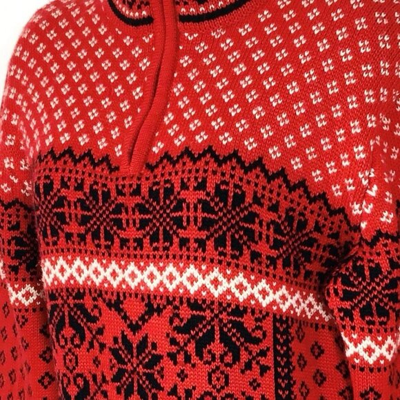 Obermeyer 1947 Signature Wool Blend 1/4 Zip Sweater Sz L Nordic Cozy Snowflakes - Picture 5 of 10